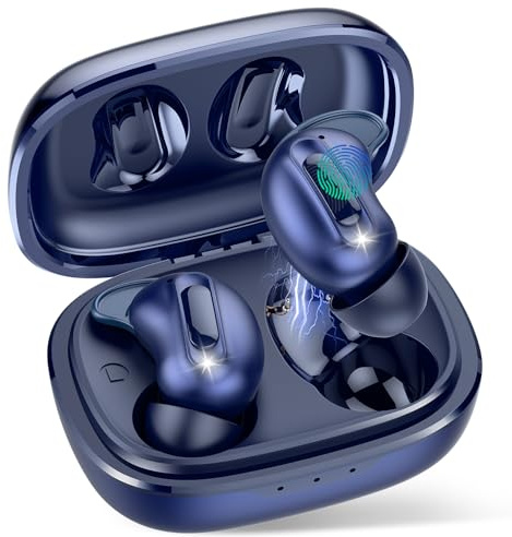 Wireless Earbuds, Mini Sleep Earbuds ANC Bluetooth 5.4 Headphones In Ear with ENC Noise Cancelling Mic, 48H Playtime Sleep Headphones Design for Side Sleeper, HiFi Stereo IP7 Waterproof Ear Buds Blue