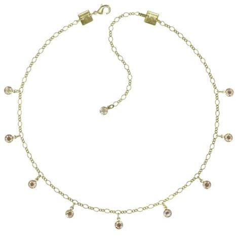 Konplott: Collier Tutui shinny brass, verspieltes modernes Figaro-Collier mit hängenden Kristallsteinen, für Damen/Frauen