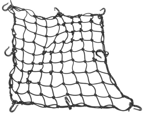 SOPOTUTU Elastisches Gepäcknetz mit 6 Haken, Latex Polypropylen, Schwarz | 1 Satz, für Auto und Motorrad, Einfach zu Montieren, Robuste Ausführung