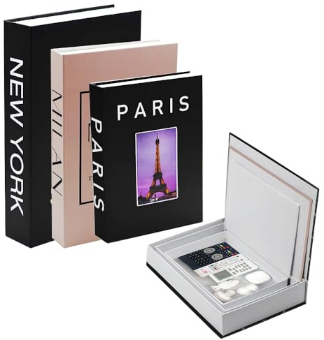 XUXLEKK Livres Décoratifs pour la Décoration de la Maison, 3 Pièces Faux Livre Decoration, pour la Maison Bureau Chambre À Coucher Salon Tables Basses Etagères, sans Pages