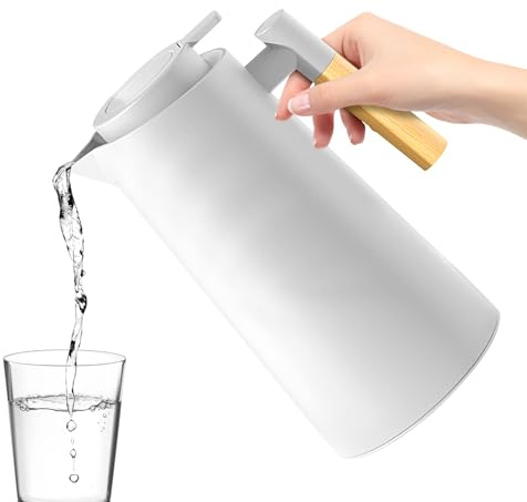 Uoqpty Jarras Térmicas Para Café | Recipiente De Agua Caliente 1000ml Con Interior De Vidrio | Jarra Para Acampada Hogar Exteriores Restaurante