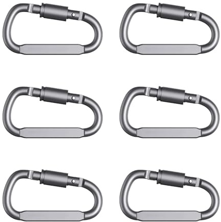 UncleS 6 Stücke 20 KG Safe Locking Karabinerhaken Für Kletterausrüstung Und Outdoor Ausrüstung Mehrzweck Aluminium D Form Aluminium Klettern