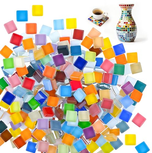 Axlyca 1KG Mosaiksteine zum Basteln,Polygon Mosaikfliesen Bastelset,Mini Mosaik Steine,Bunte Kristall Mosaik Fliesen Keramik,Mini Mosaikfliesen für DIY Kreativ, Blumentöpfe,Bilderrahmen,Unterset Deko