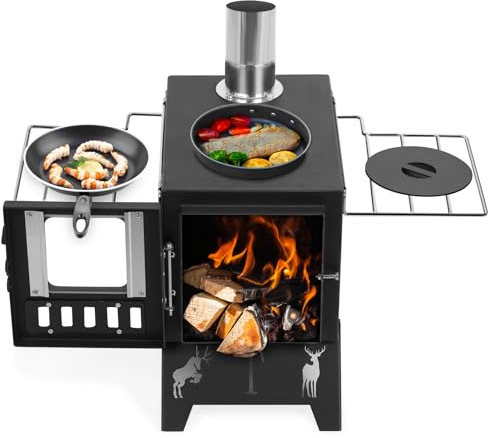 Folding Barbecue Grill for Camping and Outdoor Use, Portable Tent Stove with Adjustable Air Vents, Visible Window, Collapsible Metal Grill for Hiking/Picnic/Beach 1 Set