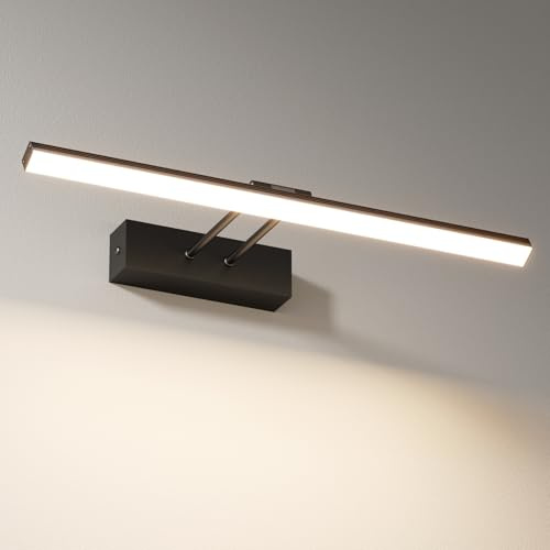 EMKE LED Spiegelleuchte Bad 40cm, Spiegellampe Badezimmer 200° Drehung 8W 4200K IP44 Badlampe Spiegel Lampe Wandbeleuchtung Spiegellampen für das bad Spiegelleuchten Schwarz