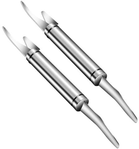 jojofuny Scrostatore per Pesci in Acciaio 304 Doppia Testa Sbucciatore Portatile per Gamberetti 2 Pezzi Pulitore Ergonomico per Uso Domestico e Professionale
