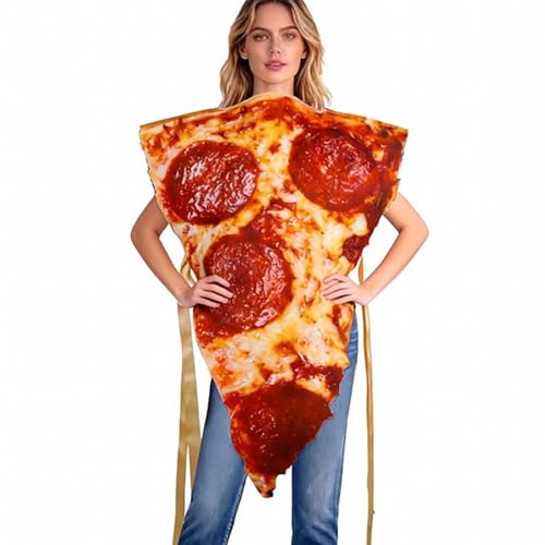 Veasbuu Pizza-Kostüm – Realistisches Lebensmittel-Cosplay-Outfit, Erwachsenen- und Kinder-Kostüm aus weichem, leichtem Stoff, lustiges Verkleidungszubehör mit leicht zu tragendem Design, Party und