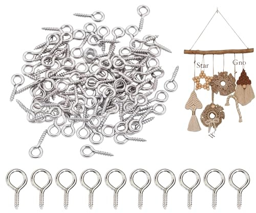 100 Stück Schraubhaken Kleine, 21x10mm Haken zum Schrauben Mini Auge Schrauben Deckenhaken Wandhaken Ösenschraube Schraubösen Schraubhaken Silber Für Heimwerker Heimprojekte Schmuckherstellung