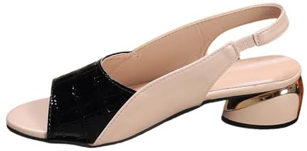 Cocila Sandalia De Vestir Mujer Con Alta Tacón Estampadas Para Sandalias Bajo Zapatos Playa (Black, 42) Plateadas Verano Fucsia Fiesta Plataforma Comodos Zuecos Womans Sandals Tacon Negras Ancho
