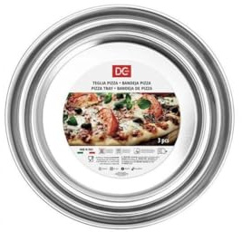 Dc Casa Set 3 Teglie Tonde per Pizza – Diametro 22/26 / 30 cm – Materiale Latta– Teglie da Forno per Pizza, Focacce e Torte Salate