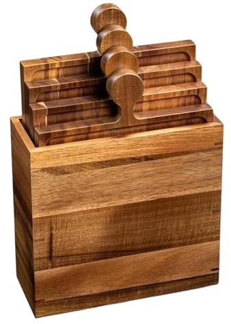 Genérico Plateau de service - Planche à charcuterie en bois avec motif casse-croûte et poignées | Plateau moderne | Grand plateau style puzzle pour viande, fruits, collations et gâteaux