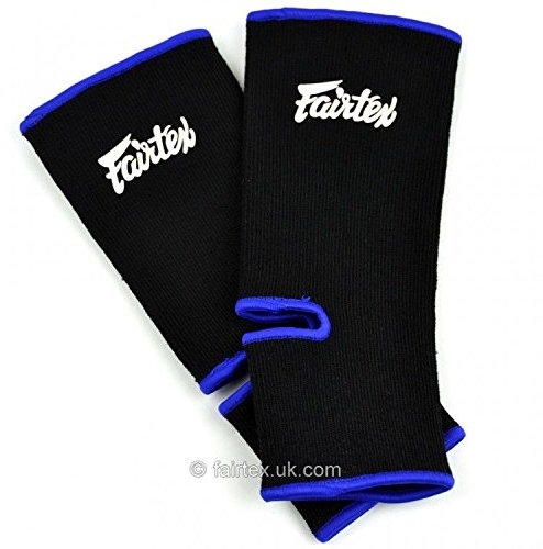 Fairtex Fußgelenkbandagen/Knöchelstützen für Muay-Thai-Boxen, Schwarz-Blau