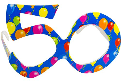 Folat 24841 50. Geburtstag Blaue Brille mit Ballons
