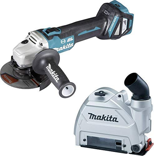 Makita DGA514ZJU1 Akku-Winkelschleifer 18 V mit Bluetooth (ohne Akku, ohne Ladegerät) mit Absaughaube im MAKPAC, Farbe
