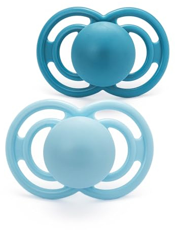 MAM Perfect Schnuller 6-18M, 2er-Pack, kiefergerechtes Design, blau/weiß | Dünner, flexibler Sauger, Lieferung in Schnuller-Sterilisator-Etui, Babyzubehör für Neugeborene (Motive variieren)