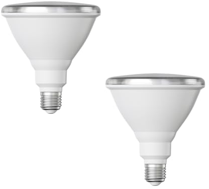ledscom.de 2x E27 LED Leuchtmittel, PAR38 kurzer Hals, warmweiß (2700 K), 15,7 W, 1152lm, 42°, Reflektorspiegel (silber)