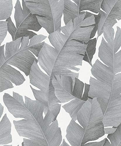 marburg Papier Peint Noir, Argent Moderne, Naturelle Florale, Feuilles, Plante pour Chambre à Coucher, Salon ou Cuisine Made in Germany 10,05 x 0,53m Avalon 31624