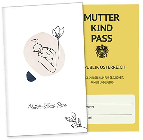 Olgs 3-teilige Mutter-Kind-Passhülle Österreich Modern Lineart Peace, Schutzhülle aus Kunststoff für den MKP mit Fach für Ultraschallbilder