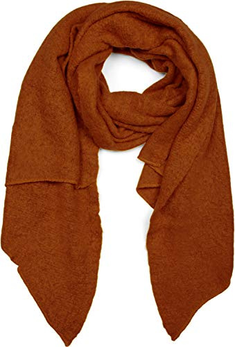 styleBREAKER Damen Webschal Asymmetrisch Viskose Unifarben, Cognac