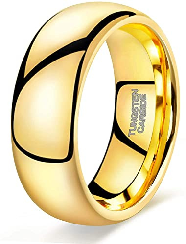 Zakk Ring Damen Herren 2mm 4mm 6mm 8mm Gelbgold Wolfram Poliert Schmal Ringe Verlobungsringe Ehering Hochzeitsband (8mm, 74 (23.6))