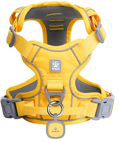 Pawaii No Pull Dog Harness with Pet ID Tag,Reflective Strips No Choke Front O Ring Breathable Mesh Adjustable Soft Padded Pet Vest with Easy Control Handle for Large Dogs