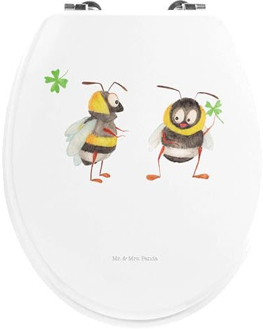 Mr. & Mrs. Panda Motiv WC Sitz Hummeln Kleeblatt - Geschenk, glücklich sein, WC-Sitz, Tiermotive, glücklich werden, Spruch fröhlich, Biene, Tiere,