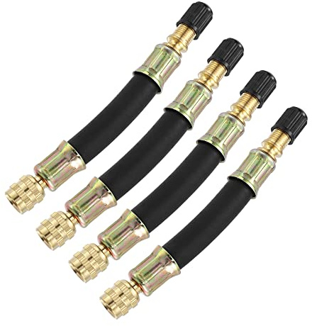 X AUTOHAUX 4pcs Tire Valve Extension Stem Adaptor Tool Flexible Dual Valve Stem Extender Pipes 10cm / 3.9 for Car Truck Bike Trailer RV Portable Air Compressor
