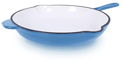 ECHTWERK Bratpfanne aus Gusseisen mit Emaille-Beschichtung, Ofenpfanne mit zwei Griffen und Ausgießer, Für Backöfen, Grill, BBQ und Induktion geeignet, Ø 26,5 cm, Hellblau