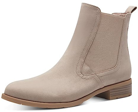 MARCO TOZZI Damen Chelsea Boots Flach zum Schlupfen, Braun (Taupe), 40 EU