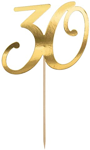 Cake Topper 30 Gold – Kuchenstecker zum 30. Geburtstag | Ca. 20 cm, Zahl 30 Tortenstecker für Kuchen, Torte, Jubiläum & Partydeko, für Männer & Frauen, Made in EU