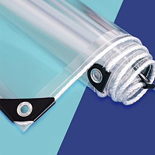 AMXFS Lona Transparente con Ojales, Impermeable, de PVC, Resistente a la Lluvia, Protección Contra el Viento, para Camping, Toldo, Carport