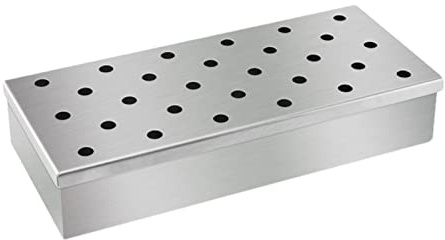 Boîtes de fumage pour grillades, plateau de fumage | Style acier inoxydable avec couvercle à charnières, barbecue et accessoires pour fumer Delr