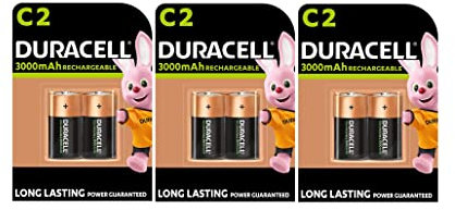 6X Duracell C Rechargeable 3000 mAh HR14/DC1400 (3 Blister Packs of 2 Batteries) 6 Batteries