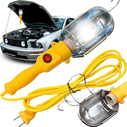 Retoo Lampada a mano, portalampada E27 con cavo, lavoro, ispezione, professionale per officina e costruzione, cavo 10 m