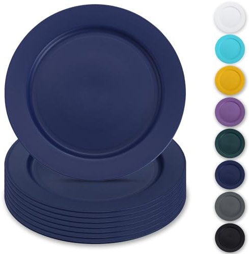 Berglander platos de plástico de 8 piezas 25cm, reutilizables planos platos para ensaladas, tazones para pasta, Fácil de llevar para el hogar, el jardín, el picnic, el camping, al aire libre