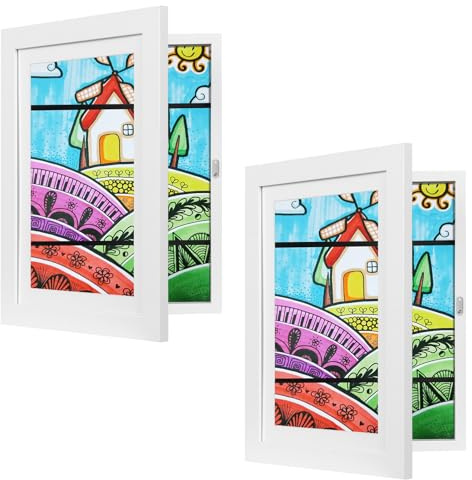 EUGAD Bilderrahmen kinderzeichnungen A4, 2er set, Weiß, | Weiß, 2cm Tiefe,MDF, PS-Scheibe, Aufhängen&Hinstellen, DIY Geschenk für, Wohn/Schlaf/Babyzimmer, Kinderzeichnungen Shadow Box