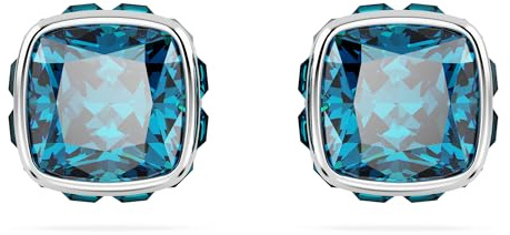 Swarovski Birthstone örhängen, fyrkantig skuren, december, blå, Rhodiumpläterad