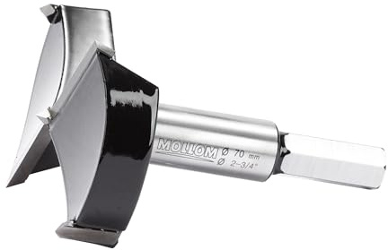 MOLLOM 2-3/4 (70mm) Hartmetall Forstnerbohrer | 2,0 mm Stärke YG8-Hartmetallspitzen, Scharnierfräser für Holz, Kunststoff, Sperrholz, präzise Holzbearbeitung