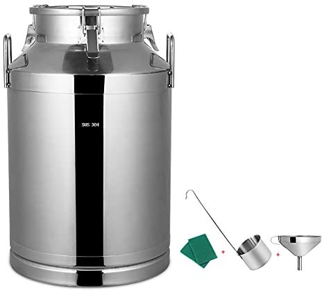 sjdoPulse 70 Liter/100 Liter Milchkanne, Weineimer, Eimer, Tragetasche, Milchkanne, Kanister, Edelstahltopf Mit Versiegeltem Deckel, Trichter, 70 L