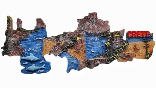 Kühlschrankmagnet Kreta, Griechenland, Reise-Souvenir, Küche, 3D-Kühlschrankdekoration, handbemalt, Kunstharz