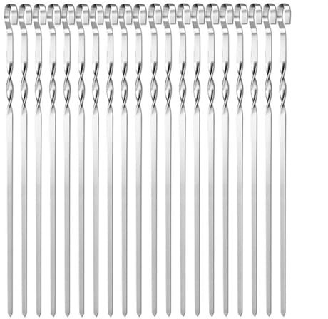Brochetas de kebab para parrilla, pinchos de barbacoa de acero inoxidable, pinchos de metal reutilizables, palitos de kebob resistentes para carne, pollo, camarones, frutas