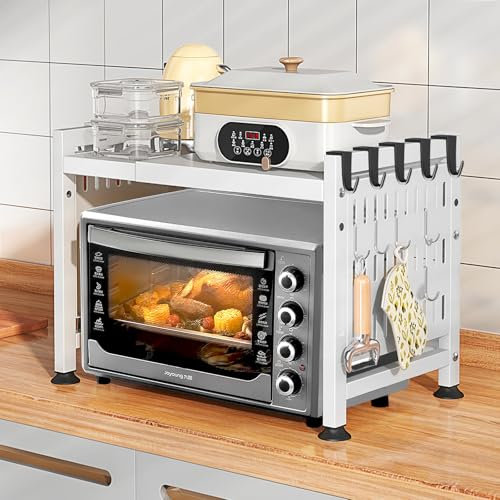 UCAMP Soporte Extensible para Microondas,Soporte para Microondas,Estantería para Microondas,Estante Organizador de Encimera de Cocina,Horno Estantería de Almacenamiento para Parrilla,Blanco