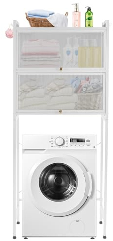 Ciounmb Estantería para Lavadora, 2 Niveles, Con Armario y Estantería de Baño, Ahorra Espacio, Fácil Montaje para Lavandería