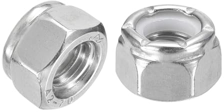 sourcing map 25Pcs 5/16-18 Nylon Insert Hex Lock Nuts, 304 Stainless Steel Self-Locking Nylon Insert Stop Nut for Industrial Construction Fasteners, Silver&White