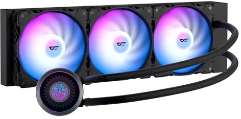darkFlash DNA360A AIO Refroidisseur liquide pour processeur, pompe haute performance, ARGB Sync, ventilateurs PWM, avec logo darkFlash personnalisable, compatible avec Intel 1700/1200/115X, AMD AM4