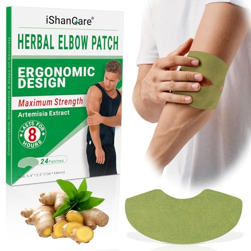 Parches para el Dolor de Codo, 24 Parches Térmicos Extrafuertes, 8 Horas de Calor Profundo y Duradero para Calmar el Dolor Articular de Rodilla, Codo, Espalda, Cuello, Hombro con Yeso Herbal de Calent