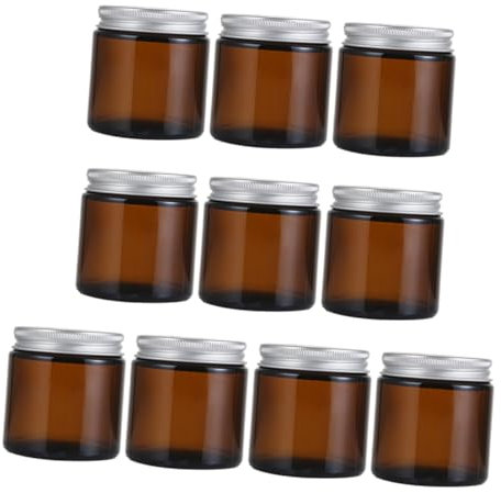 PLAFOPE Recipiente Para Velas Perfumadas De Vidrio Con Tapa De 100 Ml, Pack De 10 Unidades, Color Marrón, Para Aromaterapia El Hogar y Baño, Uso Artesanal, Adecuado Para Obsequio y Decoración