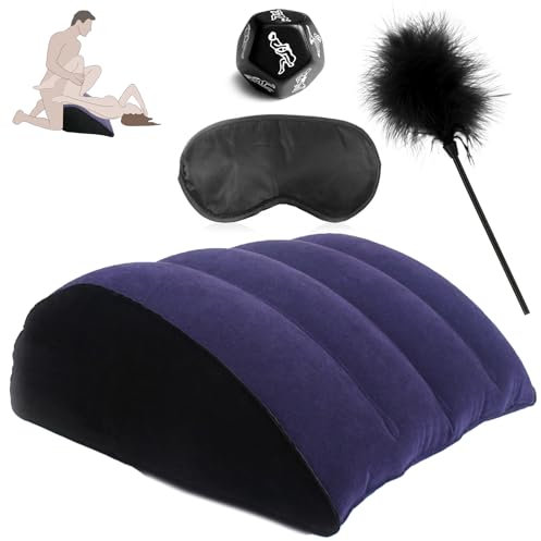 BDSMLOVE Ensemble de meubles sexuels gonflables, oreiller et rampes érotiques avec bandeau pour les yeux, dés sexuels à plumes, jouets sexuels, jouets sexuels érotiques pour les deux ensemble