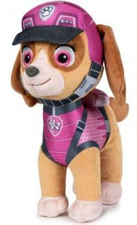 Peluche Stella 29 cm Chiot Pompier - pour Pat Patrouille Dino rescu - Doudou Chien Heros - Set Jouet Enfant avec Carte Animal