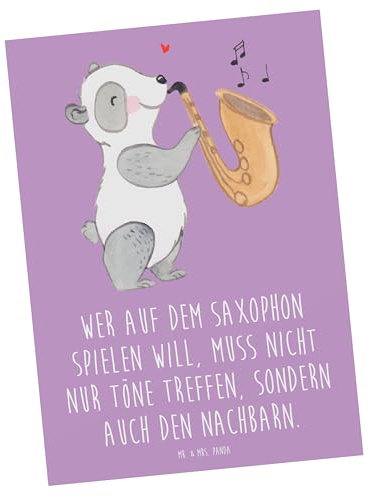 Mr. & Mrs. Panda Einladungskarte Saxophon Spieler - Geschenk, Karten, postkarten, Saxophonlernen, Karte, Einladung Geburtstag, Blues, Musikinstrumente, Instrument, Herausforderung, Blasinstrument